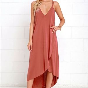 Washed red high low dress perfect for fall